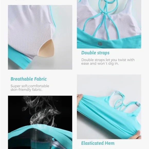Running Girl Aqua Strappy Back Sports Bra - Picture 2 of 2